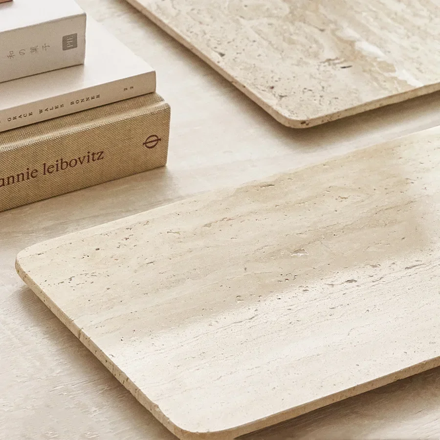 Marble Serving Board - Винтажный мраморный поднос из натурального бежевого
